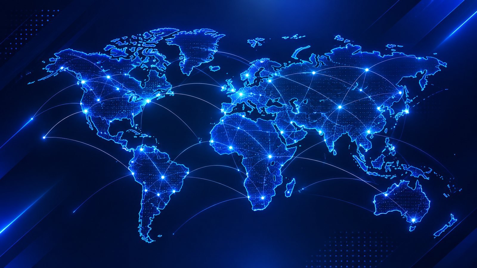 Carte du monde illuminée figurant une campagne d'intrusions menée dans 48 pays